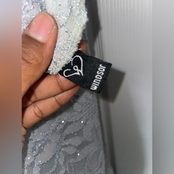 Silverish-Grey Lace/Fishnet Side Split Skirt - Picture 8 of 10